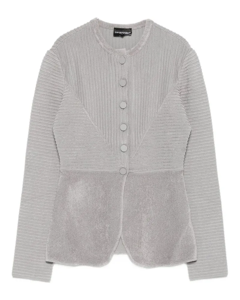 Emporio Armani geknöpfte Jacke mit Rundhalsausschnitt Silver