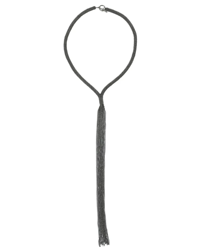 Brunello Cucinelli Halskette „Tie“ aus Messing Silver
