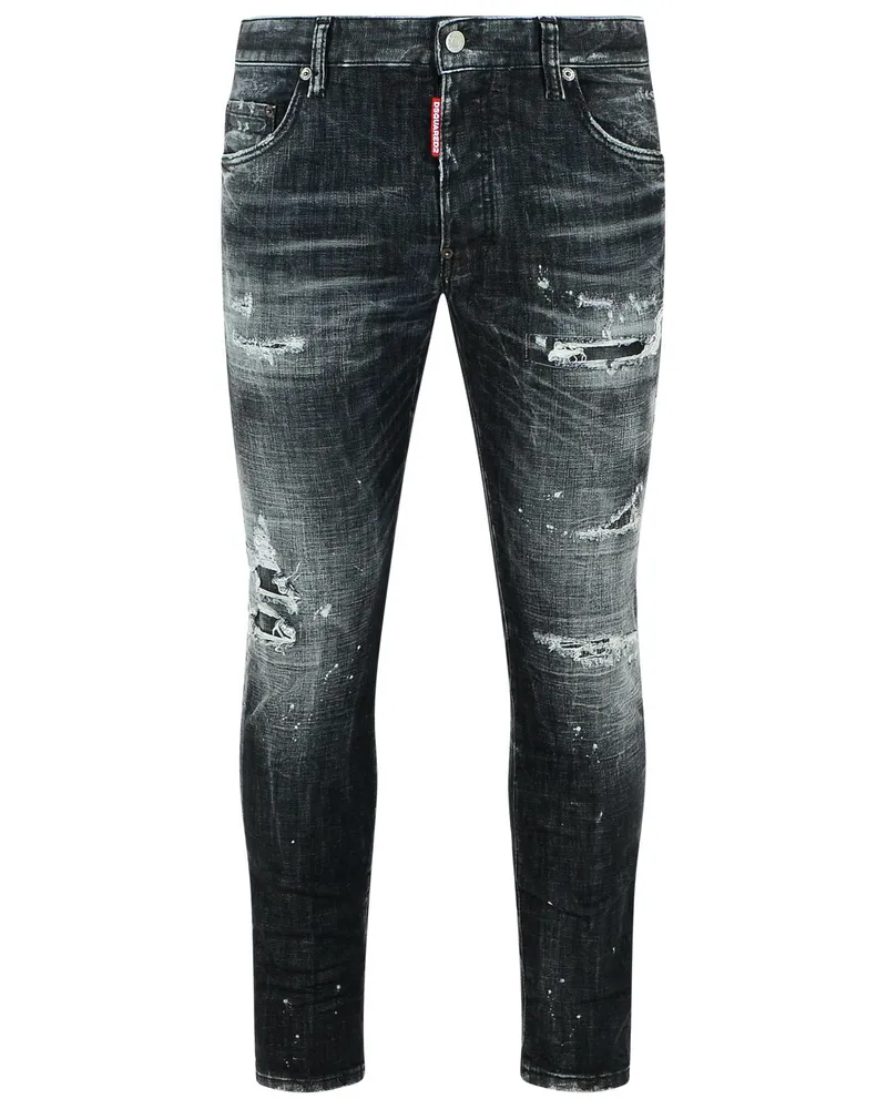 Dsquared2 Skater bleichte' schwarze Baumwolljeans Black