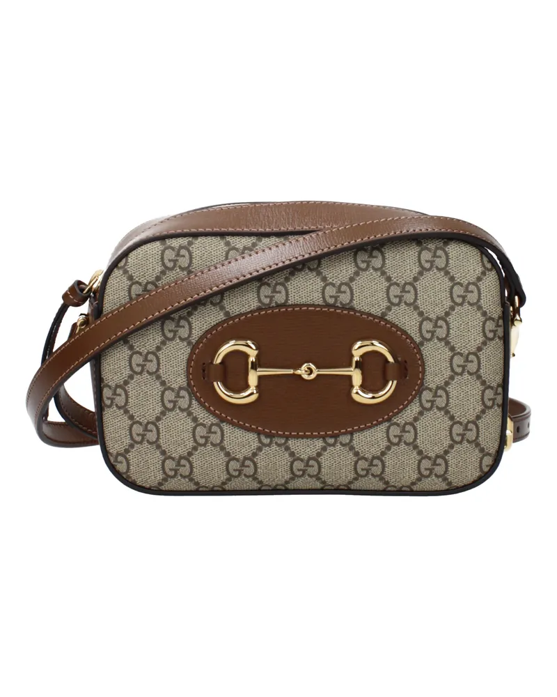 Gucci Horsebit 1955 Damens Umhängetasche Stoff Beige/Braun -