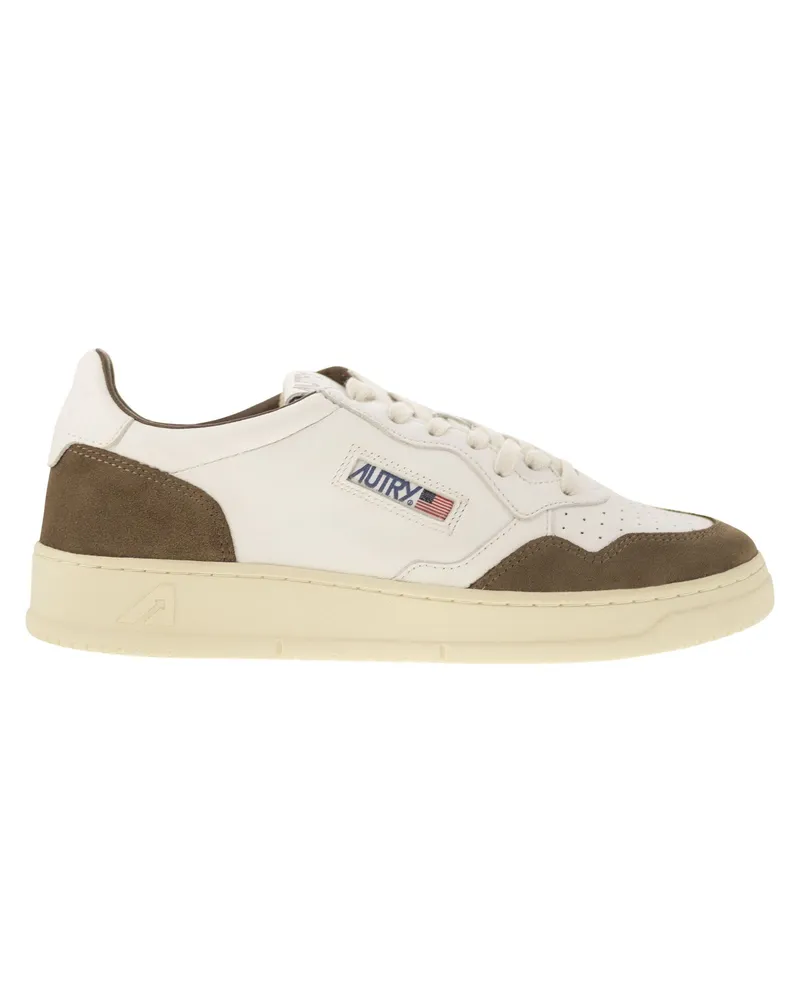AUTRY Medaillengewinner niedriger Turnschuhe in Ziegenleder und Wildleder White
