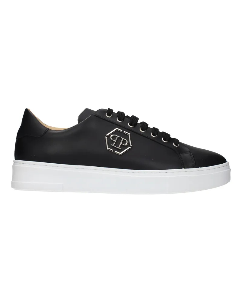 Philipp Plein Herrens Schwarze Ledersneaker -