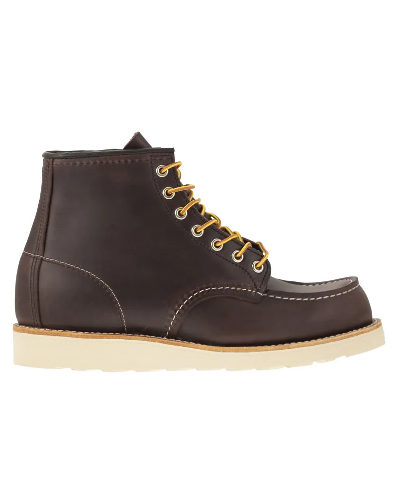 Red Wing Shoes Roter Flügel klassischer MOC -Lederstiefel mit Schnürsenkel Burgundy