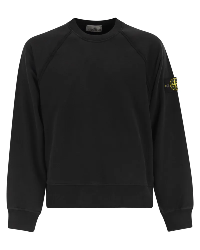 Stone Island Übergroßes Sweatshirt mit Rundhalsausschnitt und Raglanärmeln Black