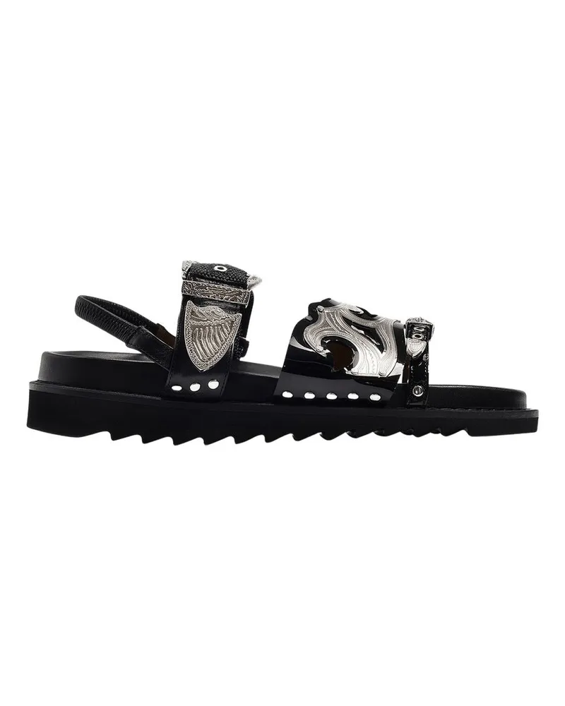 Toga AJ1018 flache Schuhe  Schwarzes Leder Black
