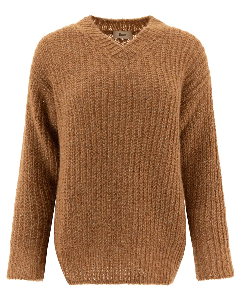 Herno Pullover mit Pailletten Brown