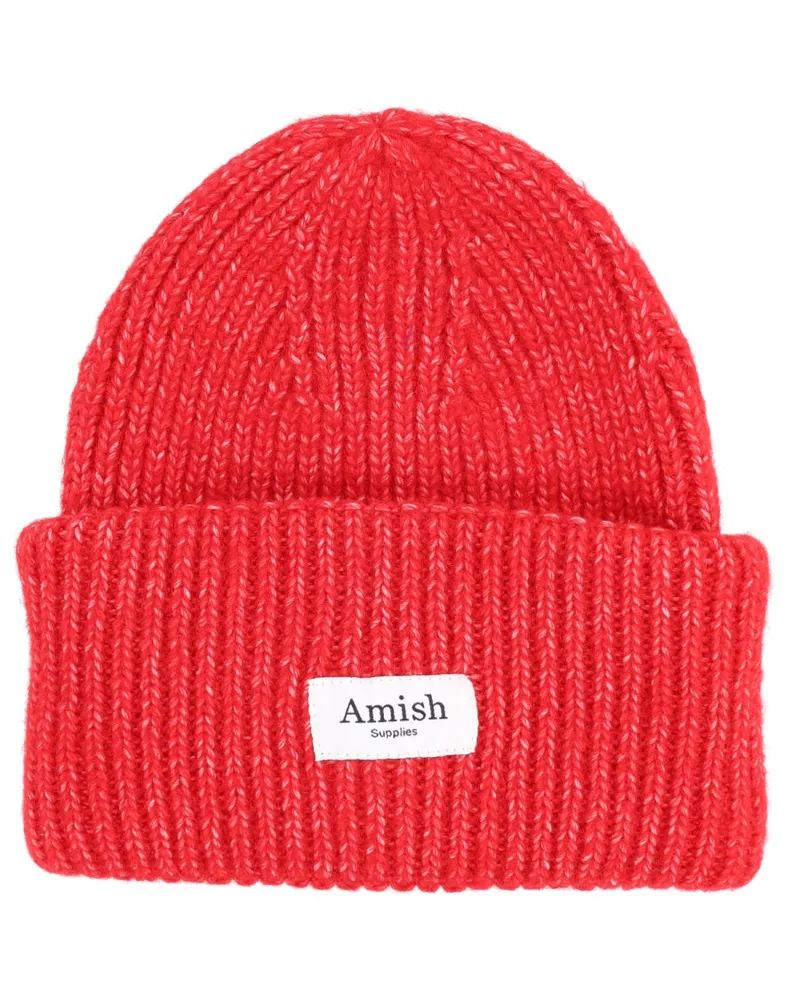 Amish gerippte Mütze mit Logo Red