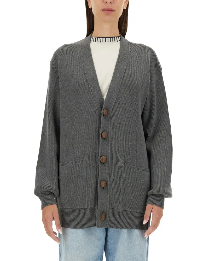 Golden Goose Golden Gans Strickjacke mit Logo Grey