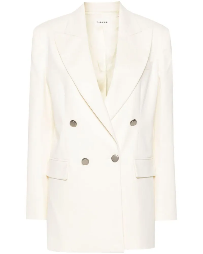 P.A.R.O.S.H. Crew Cotton Blend Blazer Jacke White