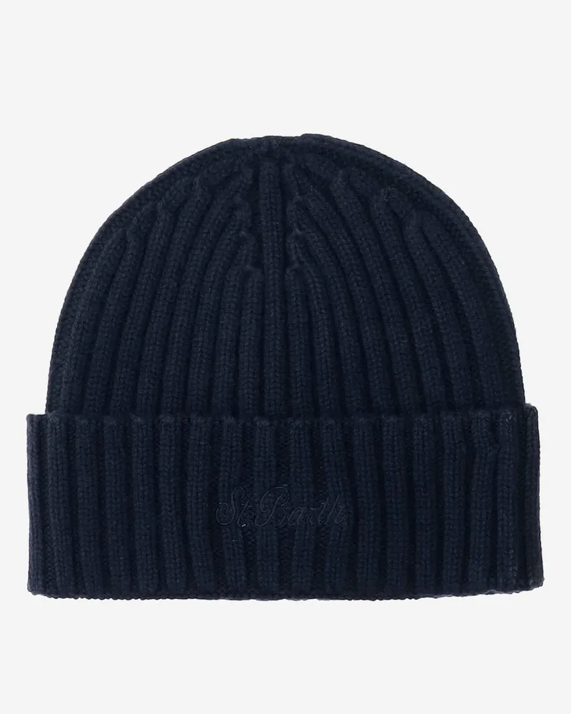MC2 Saint Barth Wool Blend Mütze mit Logo Blue