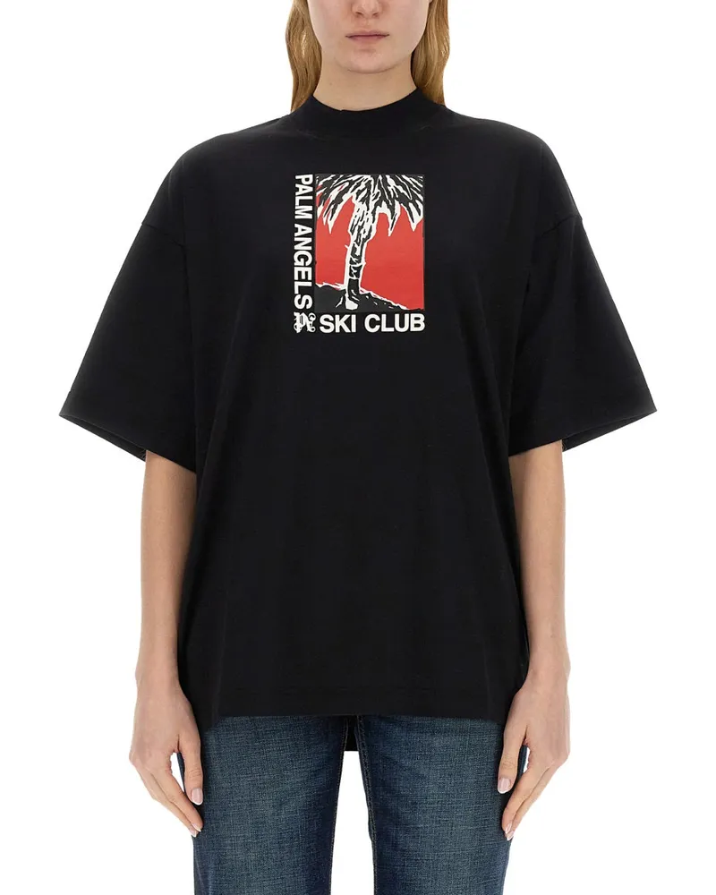 Palm Angels Palm Soft Fit T Shirt Ski Club Black