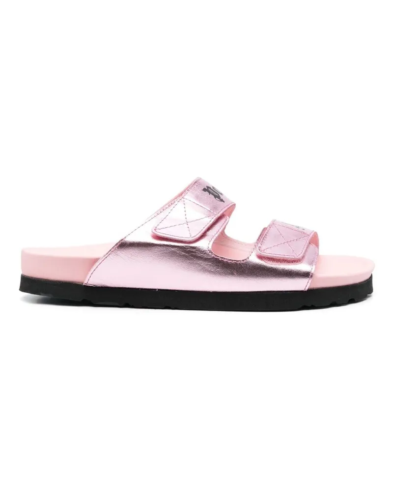 Palm Angels Leder Logo Sandalen Rosa