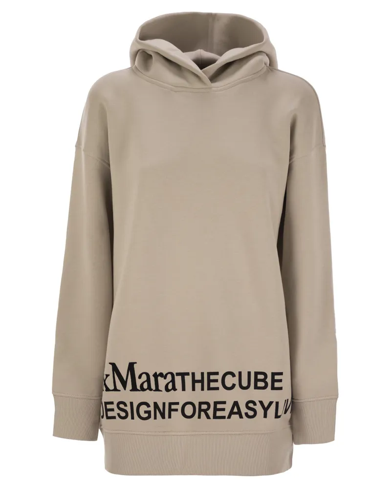 Max Mara Felpa Jersey Sweatshirt mit Logo Beige