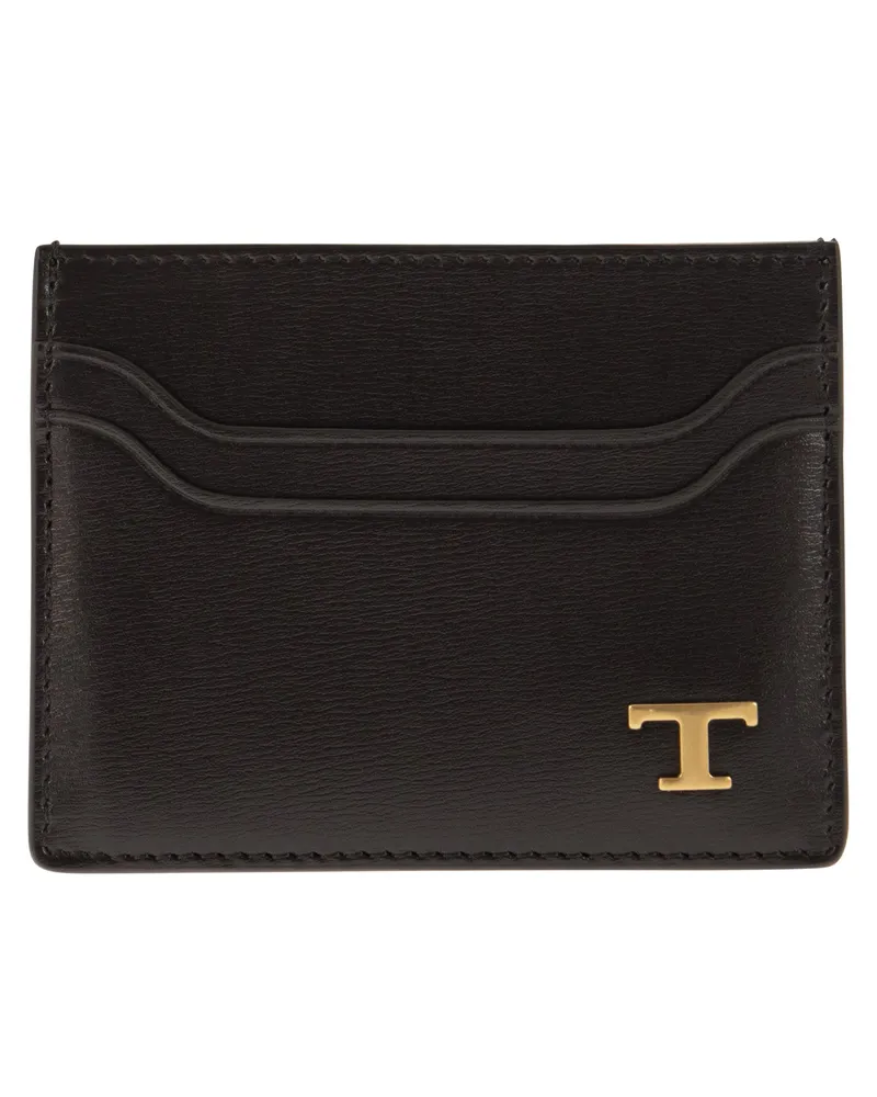 TOD'S Lederkartenhalter mit Logo Tabak