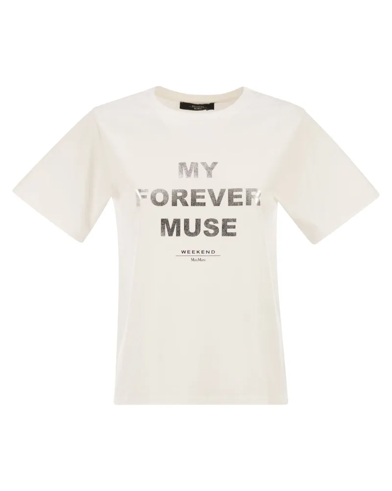 Weekend Max Mara Wkdtenue Jersey-T-Shirt mit Aufdruck White