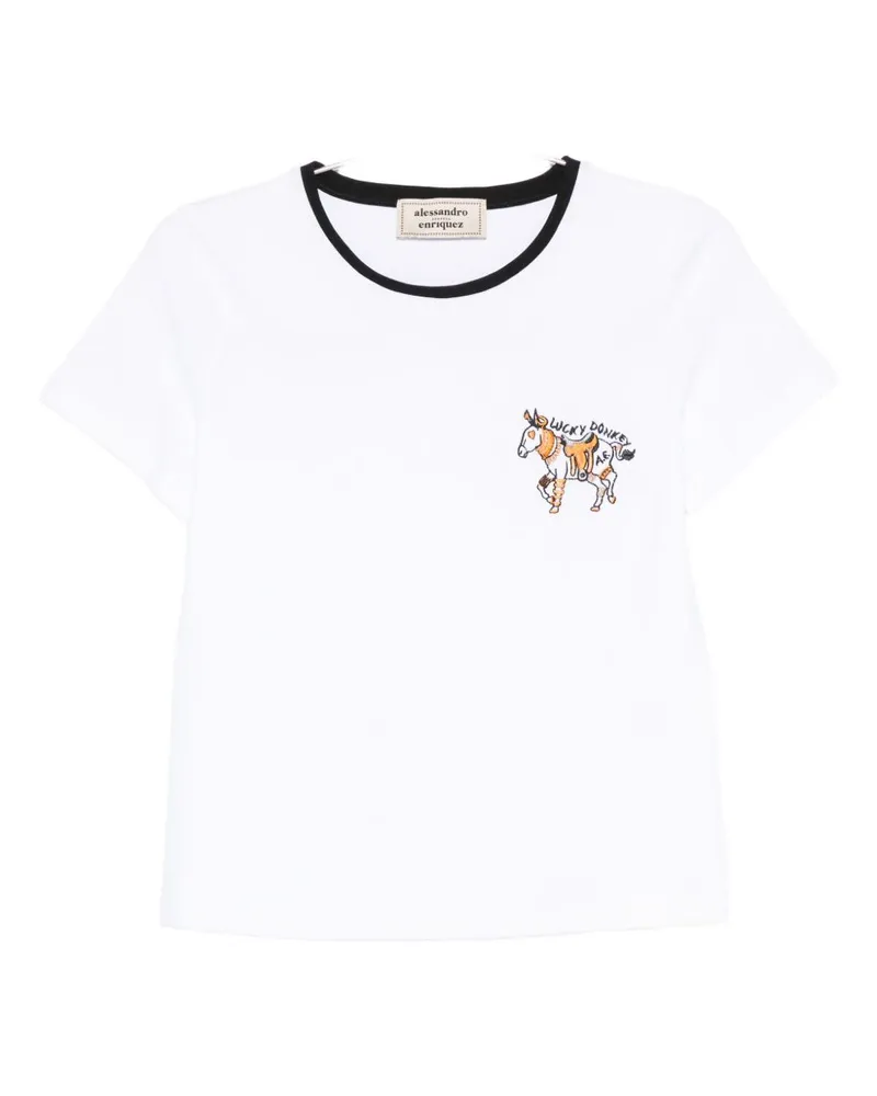 Alessandro Enriquez besticktes Baumwoll-T-Shirt White