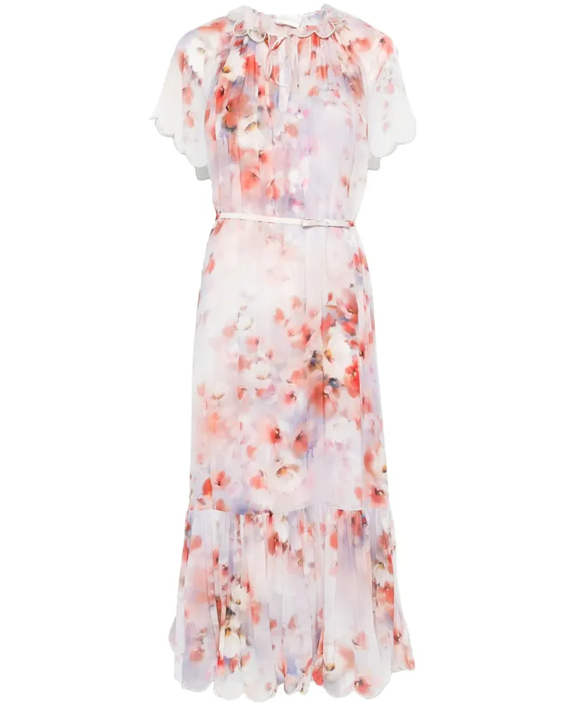 Zimmermann Crush Flutter Midi Kleid Scarlet