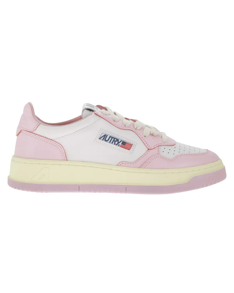 AUTRY Medaillengewinner niedriger Zwei -Ton -Leder -Sneaker Weiß