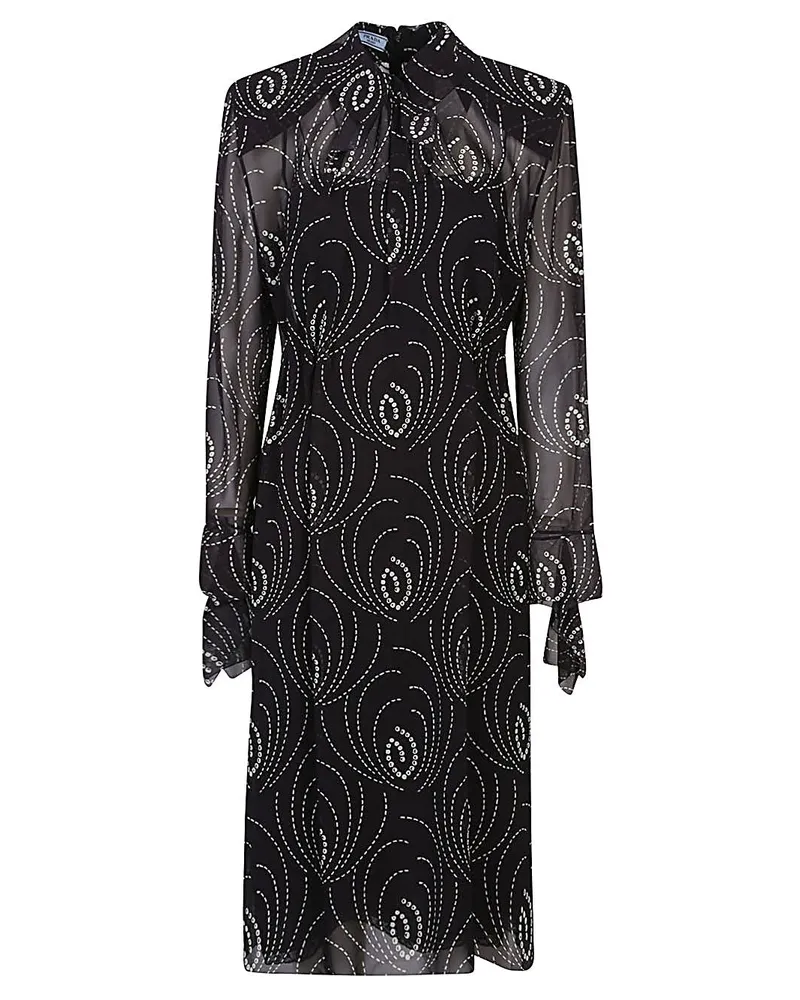 Prada bedruckte Seidenmischkleid Black