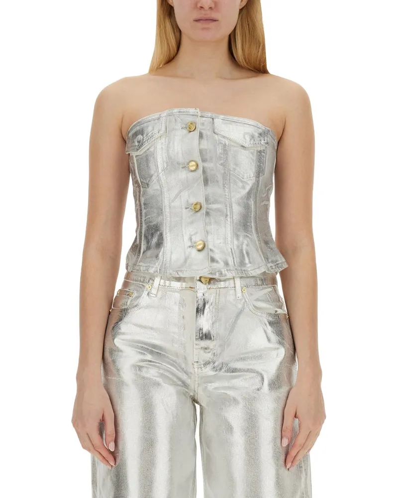 Ganni Denim Top White