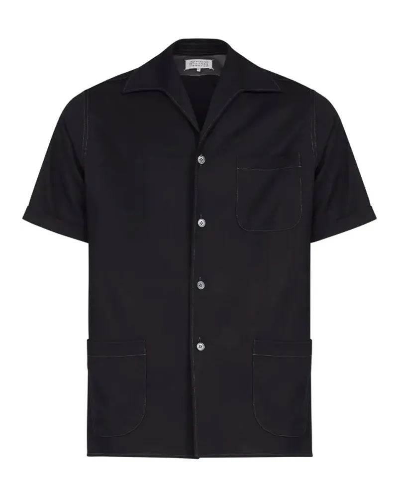 Maison Margiela Kurzarm Wollhemd Black