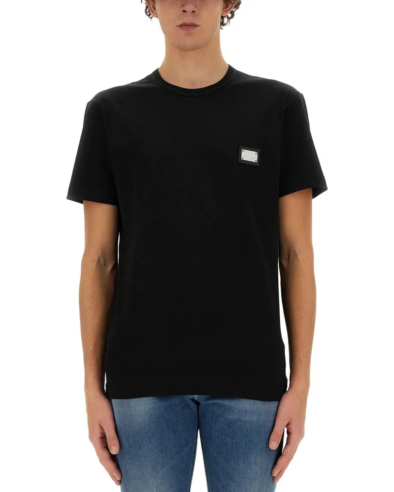 Dolce & Gabbana T -Shirt mit Logo Plaque Black