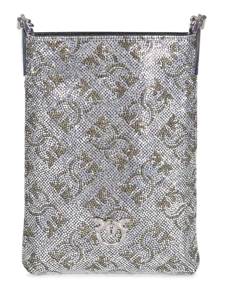 Pinko Handyhalter aus einer Ledermischung Silver