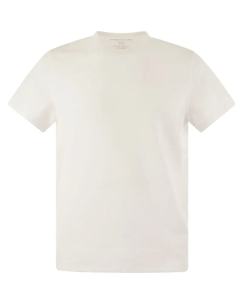 Majestic Majestätische Crew Neck -Baumwoll -T -Shirt White