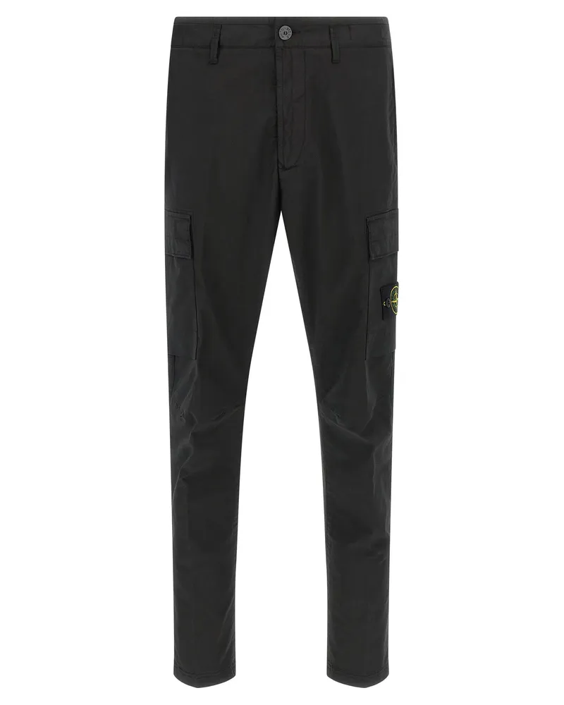Stone Island Logo-Abzeichen der  Cargo-Hose Black