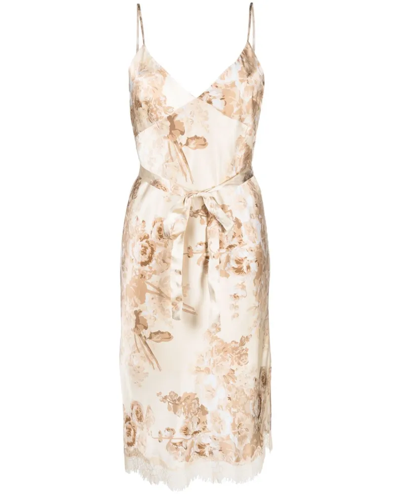 Gold Hawk Clothing Chloe gedrucktes Schlupfkleid Beige