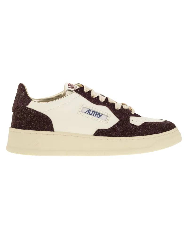 AUTRY Medaillengewinner Low -Turnschuhe mit zwei Tonen Glitzer White