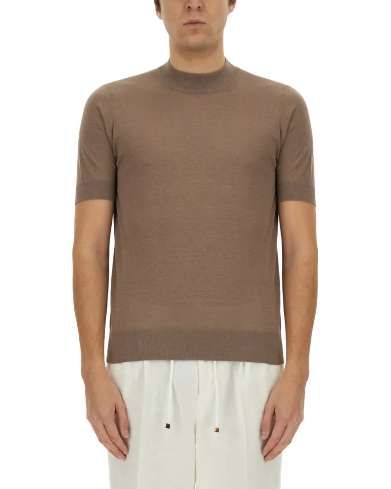 Brunello Cucinelli gestrickt T -Shirt Brown