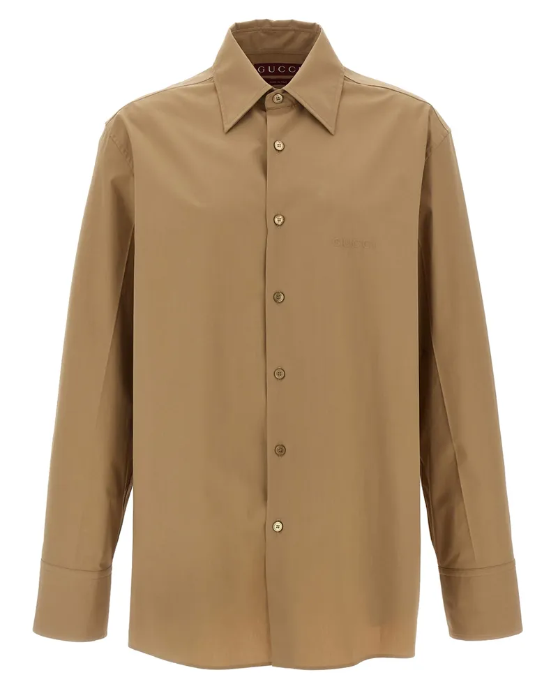 Gucci Hemd mit geprägtem Logo Beige