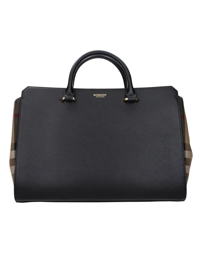 Burberry Frauen 's Handtaschen schwarz und beige Leder mit oder ohne Griffe -