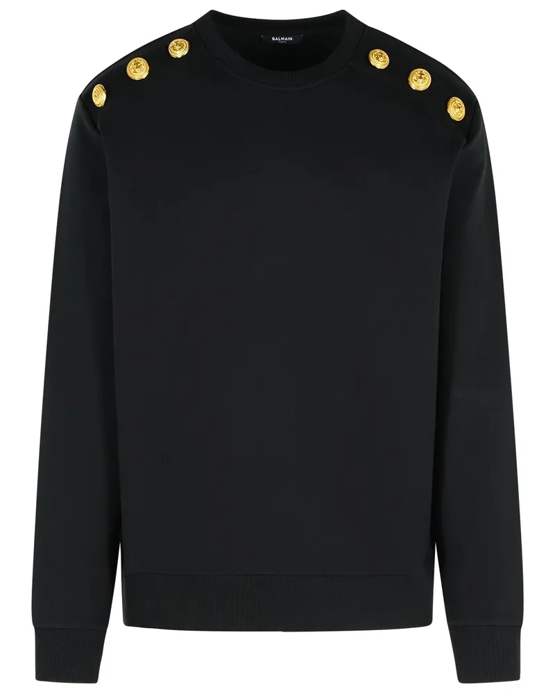 Balmain schwarzer Baumwoll -Sweatshirt Black