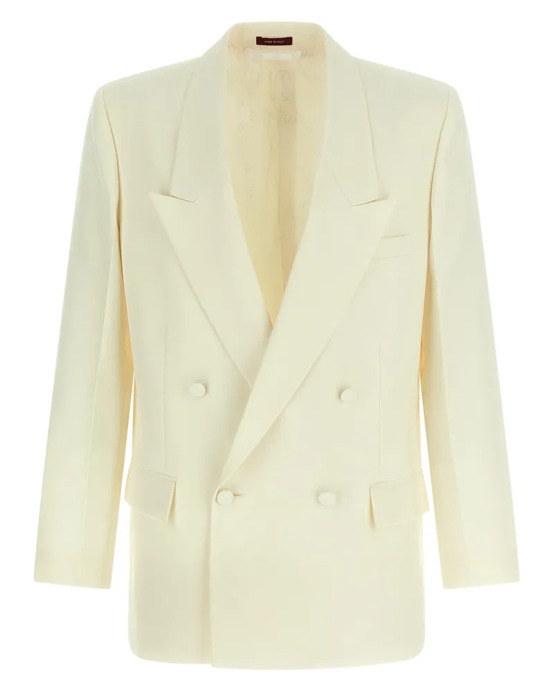 Gucci Zweireihiger technischer Panama-Blazer White