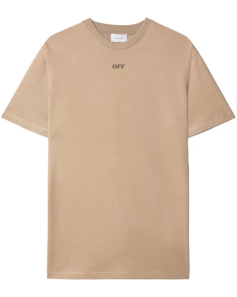 OFF-WHITE Logo Baumwoll -T -Shirt Beige