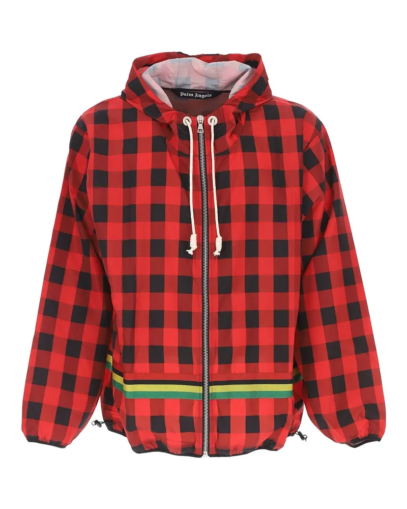 Palm Angels Checked Windbreaker Jacke Rot