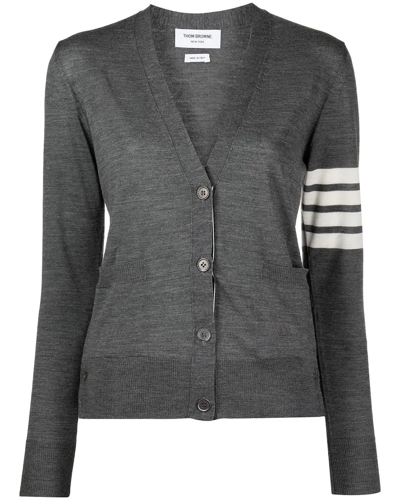Thom Browne 4 Bar Wolle Strickjacke Grey