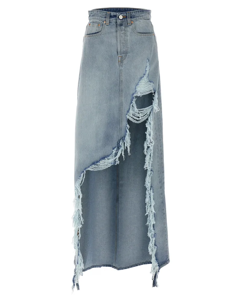 VETEMENTS zerstörter Denim Maxi -Rock' Rock Blue