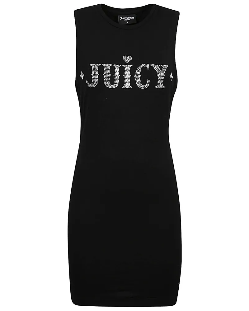 Juicy Couture Logo Cotton Mini Kleid Black