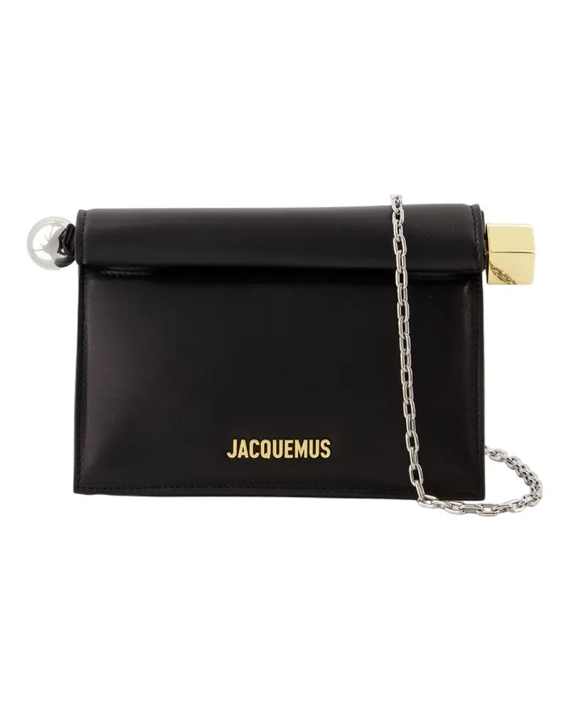 Jacquemus La Petite Pochette Rond Carré  Leder schwarz Schwarz