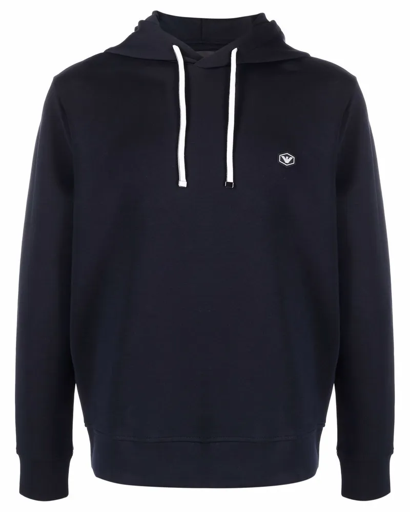 Emporio Armani Logo Baumwoll Hoodie Blue