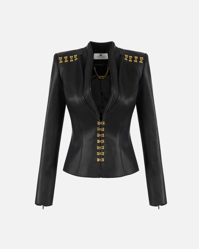 Elisabetta Franchi Jacke mit Schmuckhaken Black