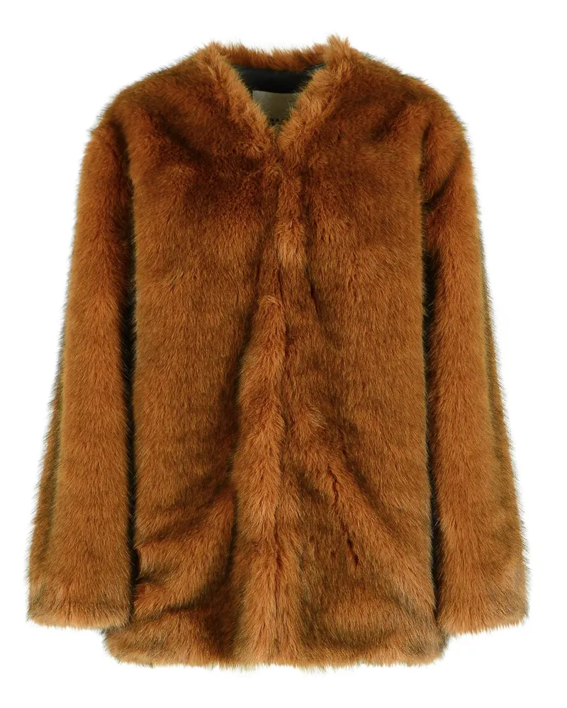 Isabel Marant Aglae' Brauner Kunstpelzmantel aus Polyester Brown