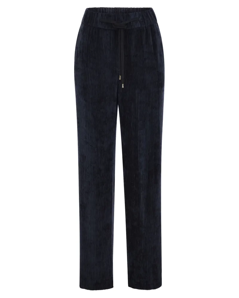 Peserico Karottenhose mit Samtspitze Navy