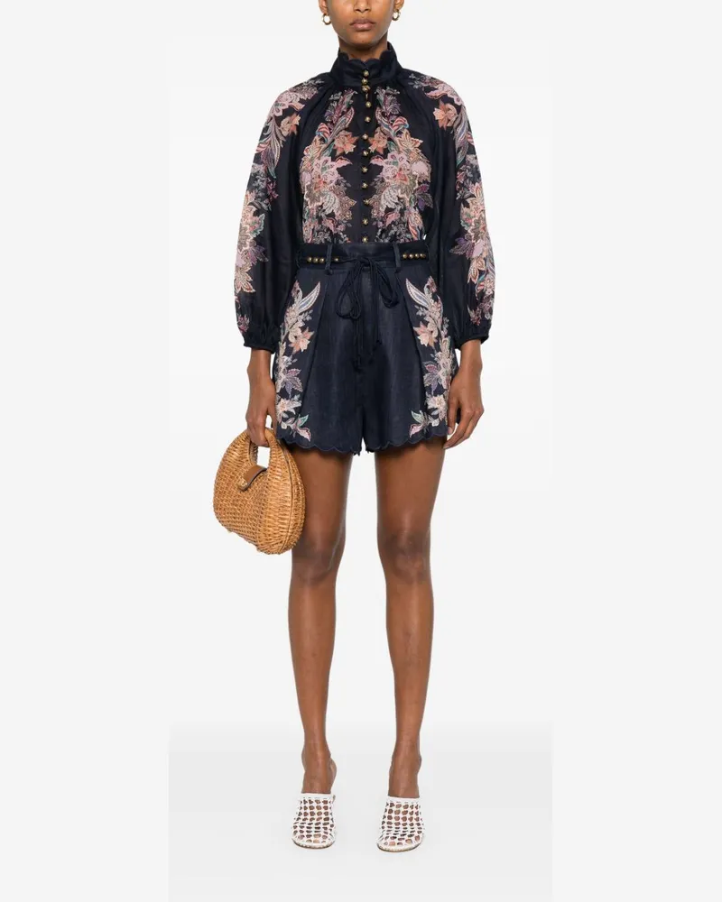 Zimmermann Rhiannon bedruckte Leinenshorts Blue