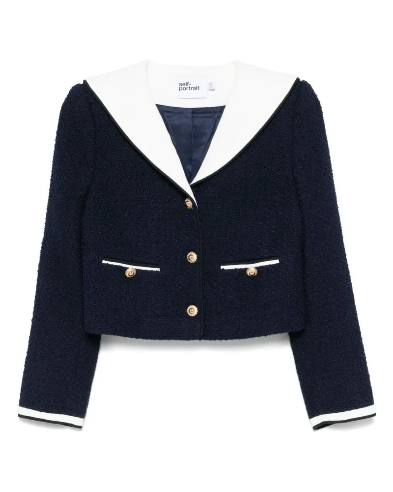 Self-Portrait Self Portrait Bouclé Kurzjacke Blue