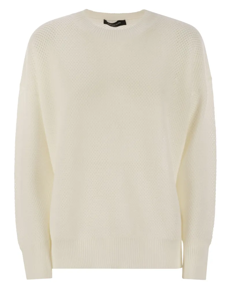 Fabiana Filippi Crew Neck -Pullover in Wolle und Baumwolle White