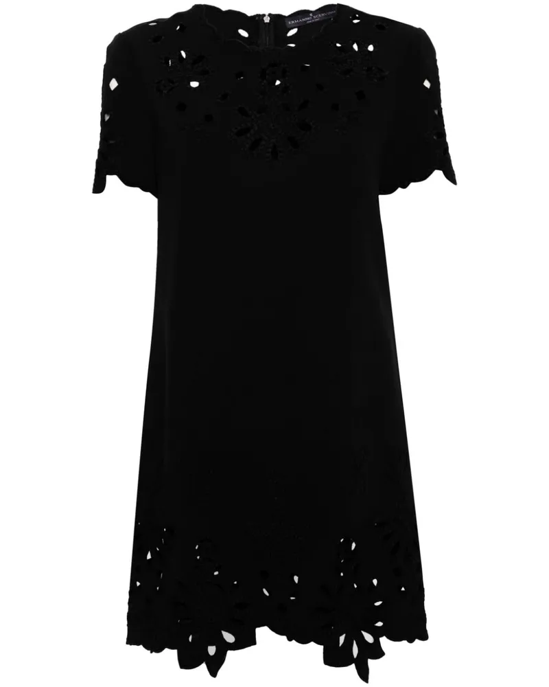 Ermanno Scervino Sticked Cotton Short Dress Black